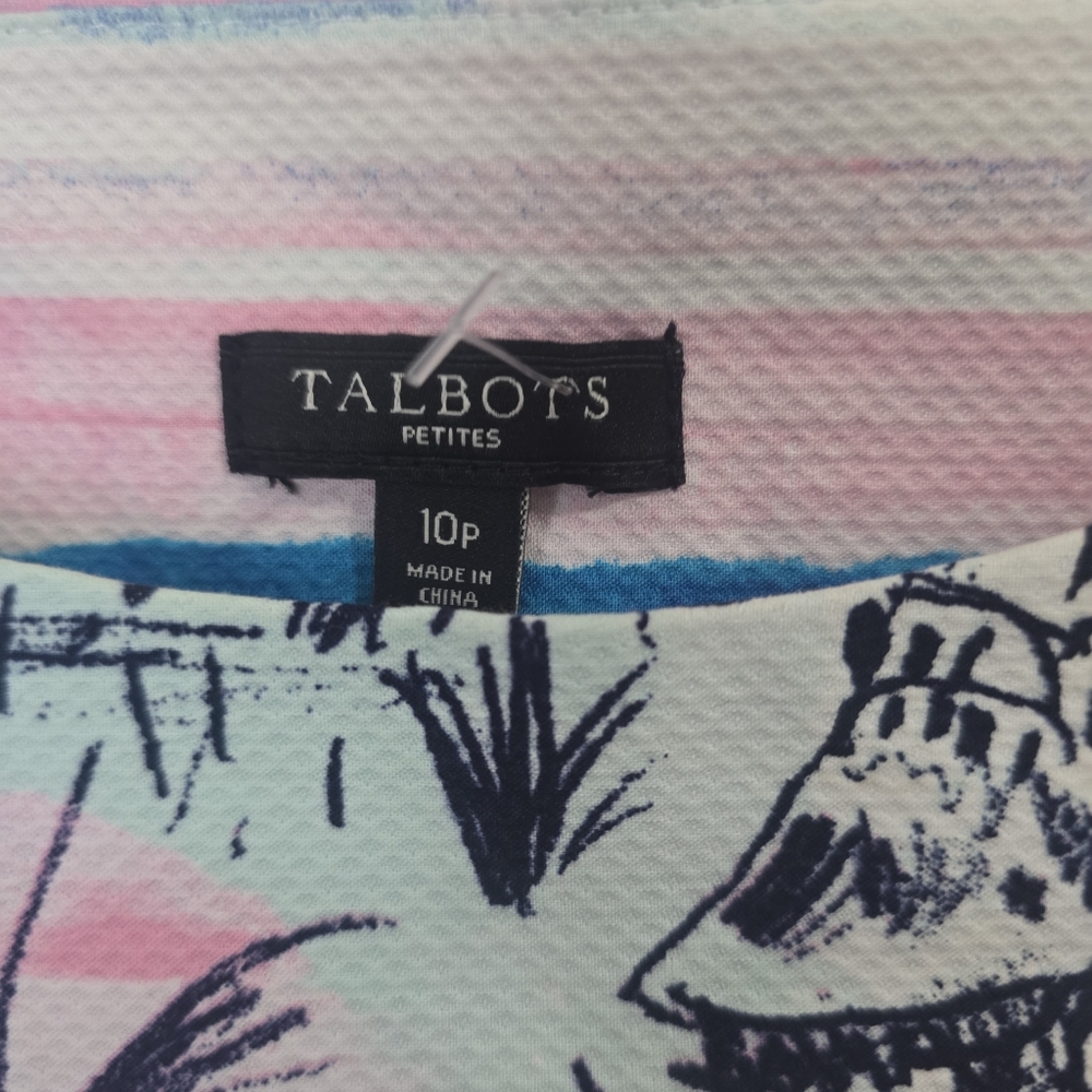 Talvot Petite Seaside Harbor Blue and Pink Striped Sleeveless Dress Size 10P - Picture 7 of 11